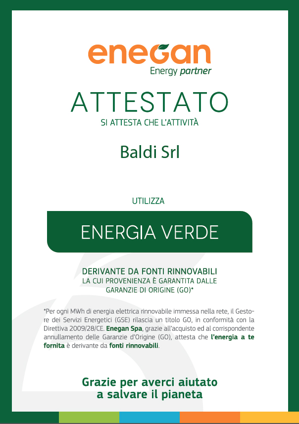 Certificato energia verde Enegan Baldi